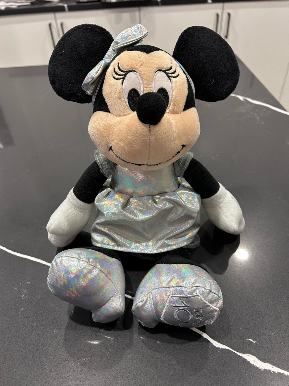 Disney 100 Minnie Mouse Platinum Silver Metallic Dress Plush Collectible